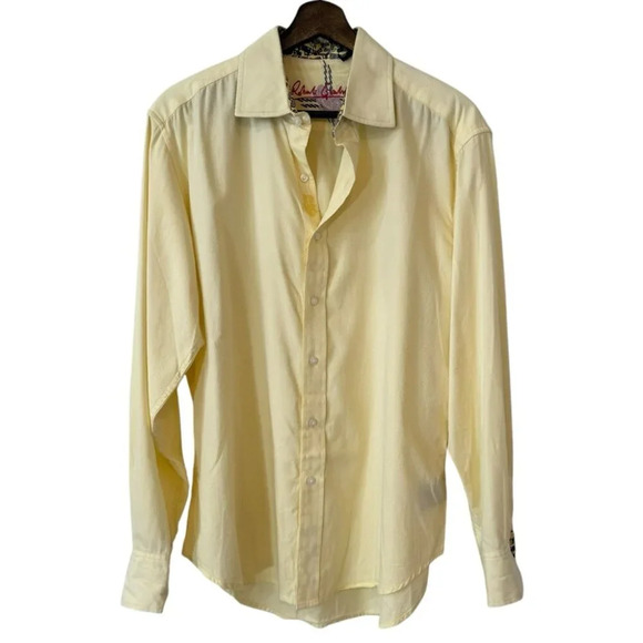 Robert Graham Butter Yellow Casual Button Down with Fun Graphic Print Size M - Picture 1 of 16